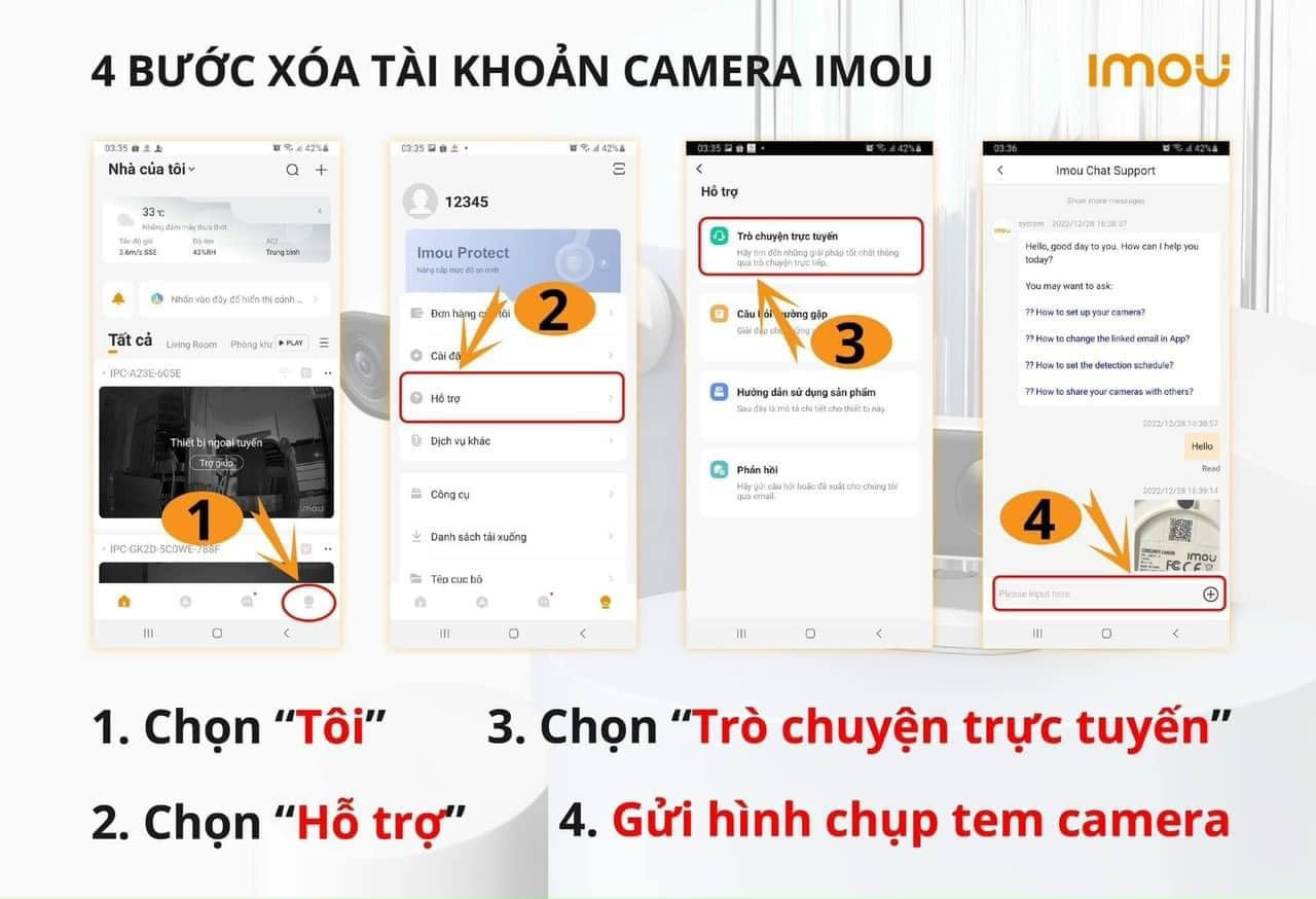 xóa tài khoản camera imou life