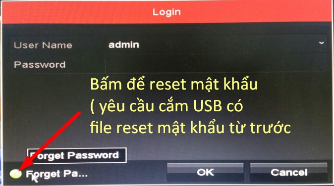 reset mật khẩu mặc định đầu ghi hikvision