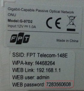 mật khẩu modem fpt g-97d2