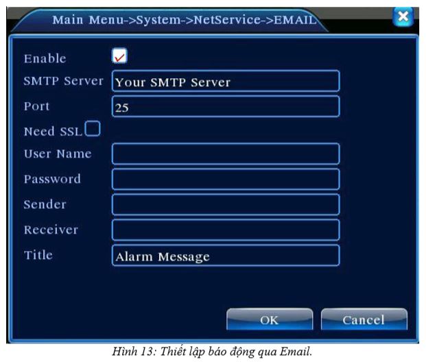 Thiết lập báo động qua mail trên đầu ghi AHD Vantech