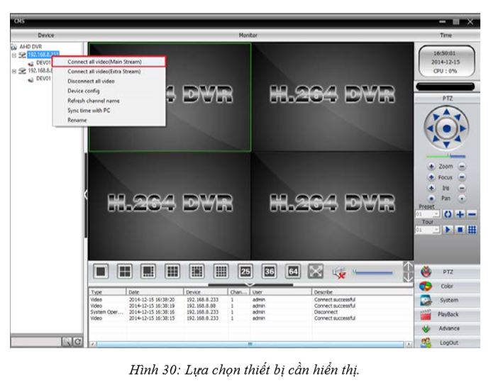 Thiết lập đầu ghi hình AHD Vantech