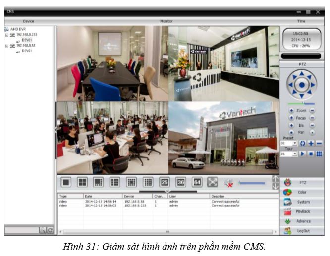 Xem camera AHD Vantech trên CMS