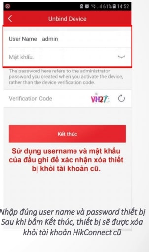Thay đổi tài khoản hik-connect