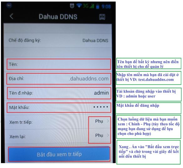 Xem camera Dahua trên điện thoại Android bằng tên miền miễn phí